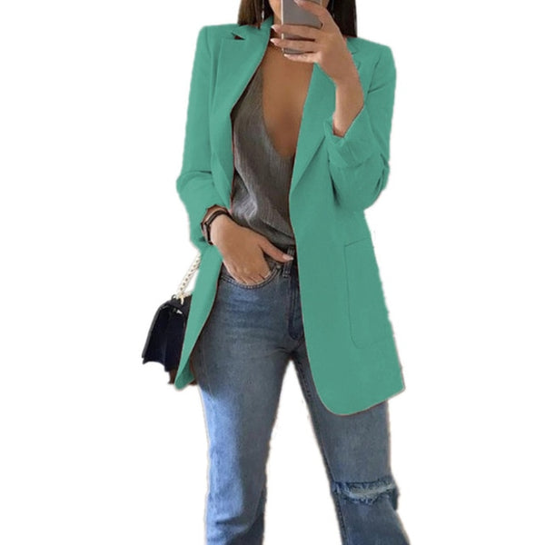 Fashion Slim Blazers Women Autumn New Suit Jacket Female Work Office Lady Suit Pocket Business Notched Blazer Coat Plus Size 5XL