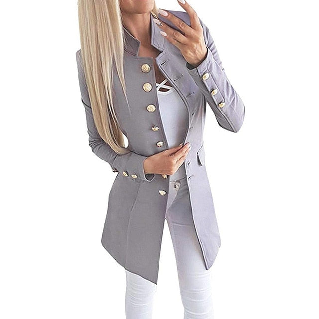 2019 New Women Vintage Blazer Jacket Causal Double Breasted Slim Suit Jacket blazer feminino veste femme Ladies Office Jacket