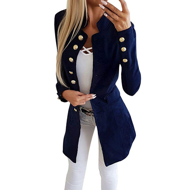 2019 New Women Vintage Blazer Jacket Causal Double Breasted Slim Suit Jacket blazer feminino veste femme Ladies Office Jacket