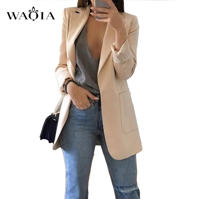 2019 Spring Autumn Fashion Blazer Jacket Women Suit Work OL Thin Suit Blazer Long Sleeve Mujer Blazer feminino Outerwear Coat