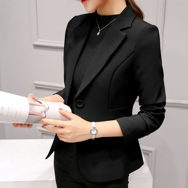 Fashion Slim Blazers Women Autumn New Suit Jacket Female Work Office Lady Suit Pocket Business Notched Blazer Coat Plus Size 5XL