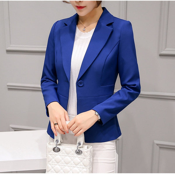 Fashion Slim Blazers Women Autumn New Suit Jacket Female Work Office Lady Suit Pocket Business Notched Blazer Coat Plus Size 5XL