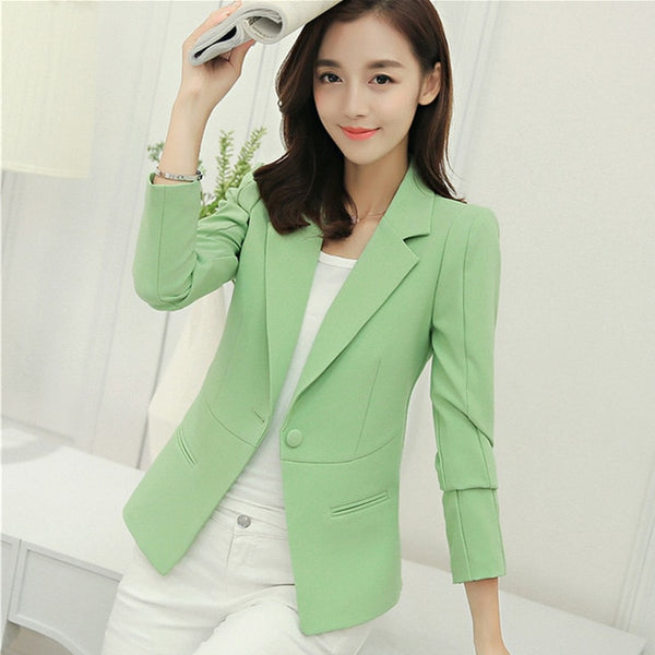 Fashion Slim Blazers Women Autumn New Suit Jacket Female Work Office Lady Suit Pocket Business Notched Blazer Coat Plus Size 5XL