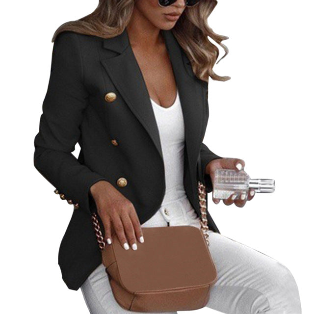 Autumn Solid Women Blazer Suit Coat Autumn OL Work Bussiness Jacket Plus Size Jackets Veste Femme Slim Ladies Blazer Feminino