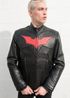 Mens Batman Armor Leather Motorcycle Jacket Red Bat Embossed