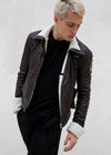 Mens Tracer Jacket Brown Leather White Fur Lining Bomber