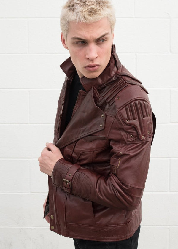 Men's Star Lord Guardians of The Galaxy Red Leather Jacket