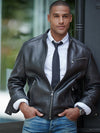 Leather Jacket w/ Chest Zipper Black