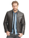 Leather Jacket w/ Chest Zipper Brown