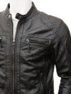 Men's Black Leather Biker Jacket: Branscombe