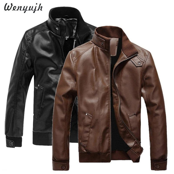 WENYUGH 2019 New Fashion Autumn Male Leather Jacket Plus Size