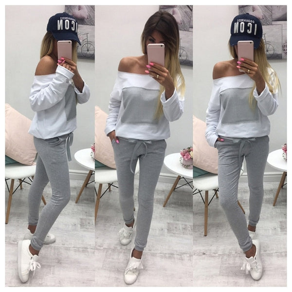 2pcs Sets Casual Hooded Tops Sweatshirt+Solid Long Pants Suits Women Sets Female Tracksuits Women Clothing Bigsweety