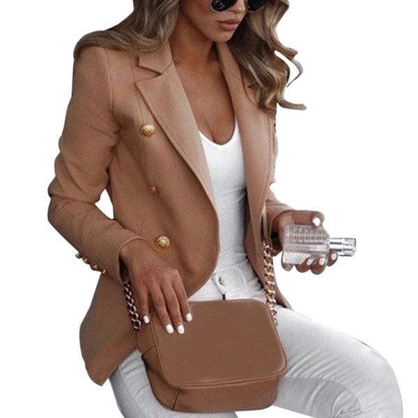 Women Long Sleeve Formal Blazer Jackets Cardigan Office Work Lady Notched Slim Fit Suit Business Autumn New Outerwear Tops
