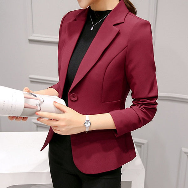 Fashion Slim Blazers Women Autumn New Suit Jacket Female Work Office Lady Suit Pocket Business Notched Blazer Coat Plus Size 5XL