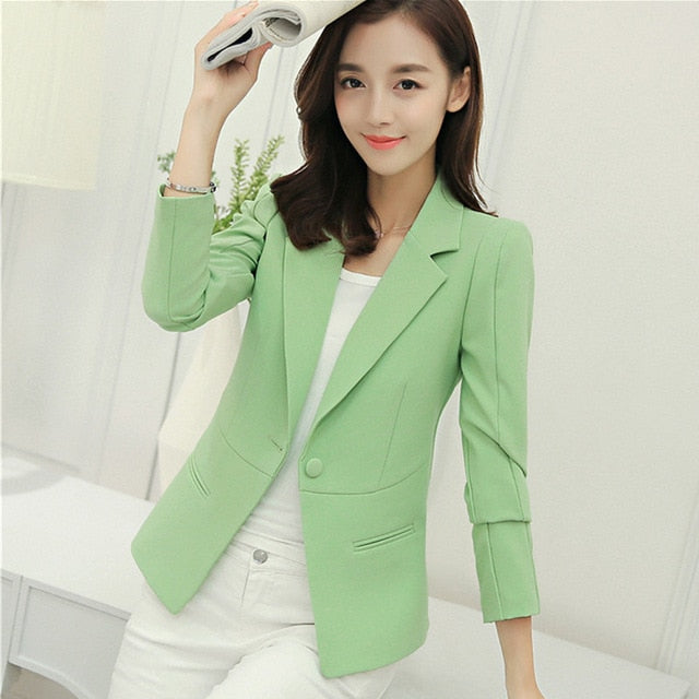 Fashion Slim Blazers Women Autumn New Suit Jacket Female Work Office Lady Suit Pocket Business Notched Blazer Coat Plus Size 5XL