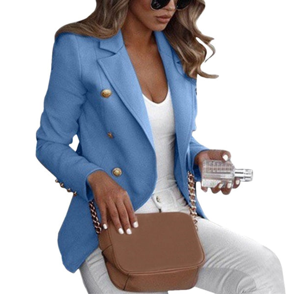 2019 New Women Vintage Blazer Jacket Causal Double Breasted Slim Suit Jacket blazer feminino veste femme Ladies Office Jacket