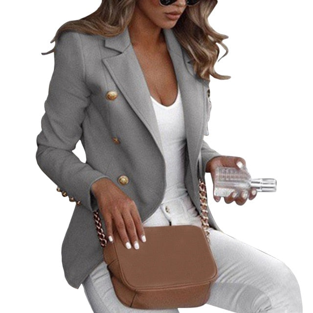 Autumn Solid Women Blazer Suit Coat Autumn OL Work Bussiness Jacket Plus Size Jackets Veste Femme Slim Ladies Blazer Feminino