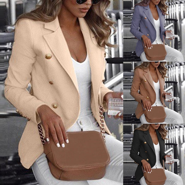 2019 New Women Vintage Blazer Jacket Causal Double Breasted Slim Suit Jacket blazer feminino veste femme Ladies Office Jacket