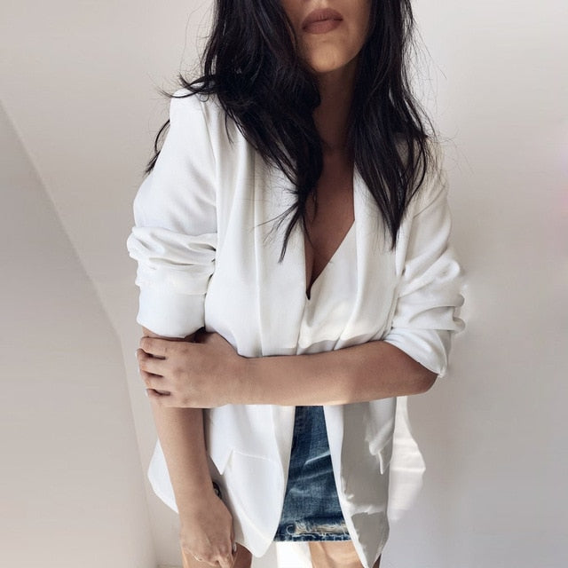 Women Long Sleeve Formal Blazer Jackets Cardigan Office Work Lady Notched Slim Fit Suit Business Autumn New Outerwear Tops