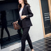 Women Suit Gray Casual Blazer & High Waist Pant Office Lady Notched Jacket Pant Suits Korean Femme 2 pieces set